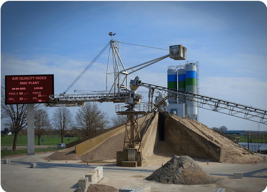 Monitor de aire ambiental de Prana Air en una planta de concreto premezclado