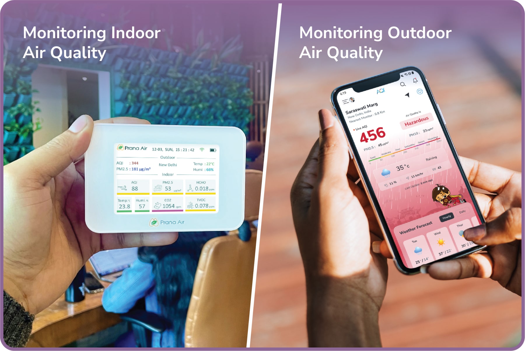 Monitor indoor air quality with a monitor and check outdoor air quality.