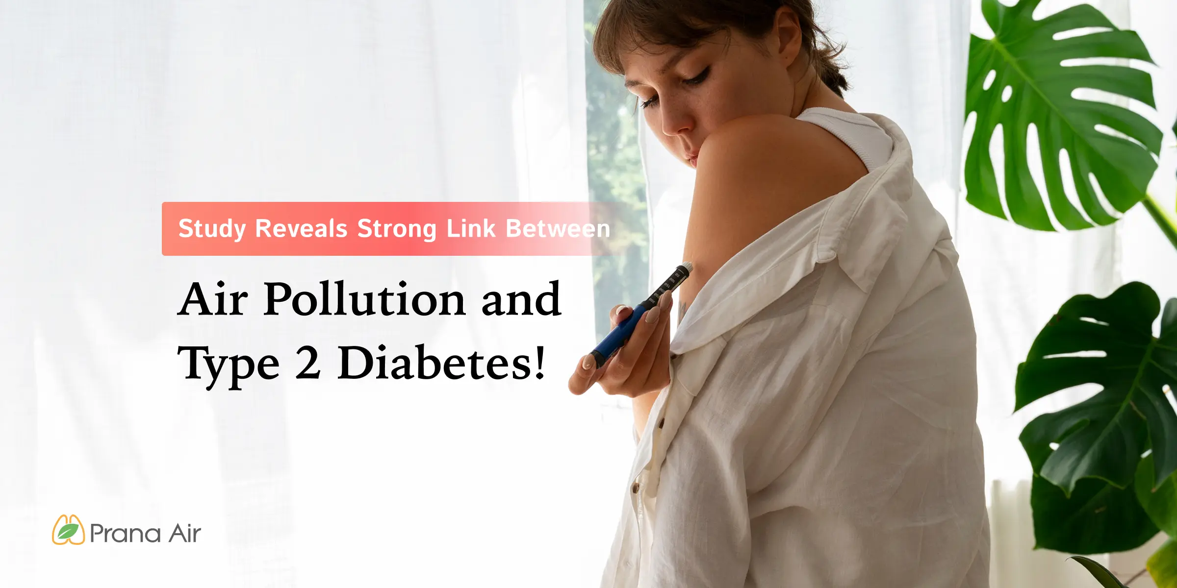 the link between air pollution and Type 2 Diabetes. A woman checking her diabetes levels