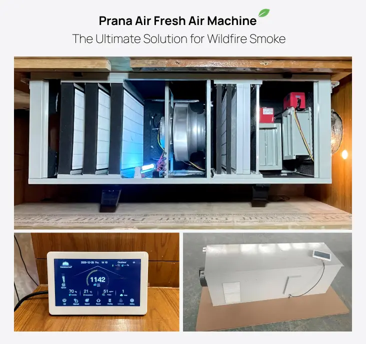 fresh air machine from inside as showing different filters with controller and from outside