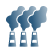 power plants icon releasing pollution while working
