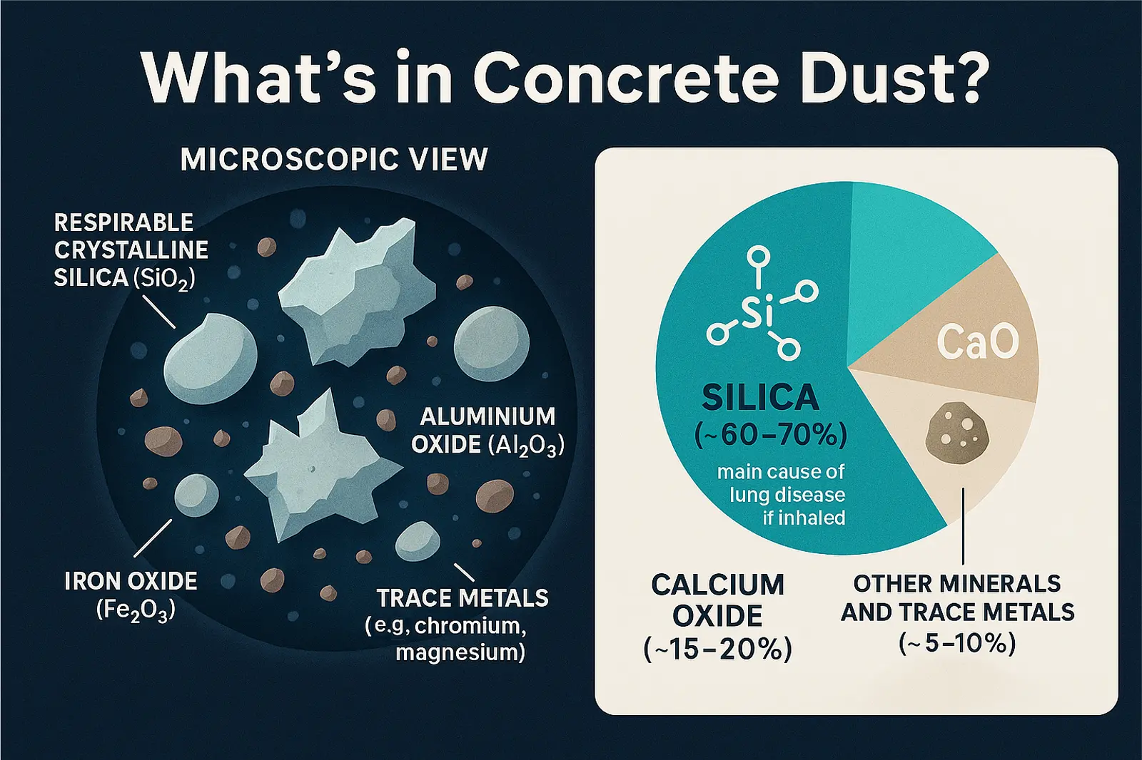 what's in the concrete dust components under microscopic view