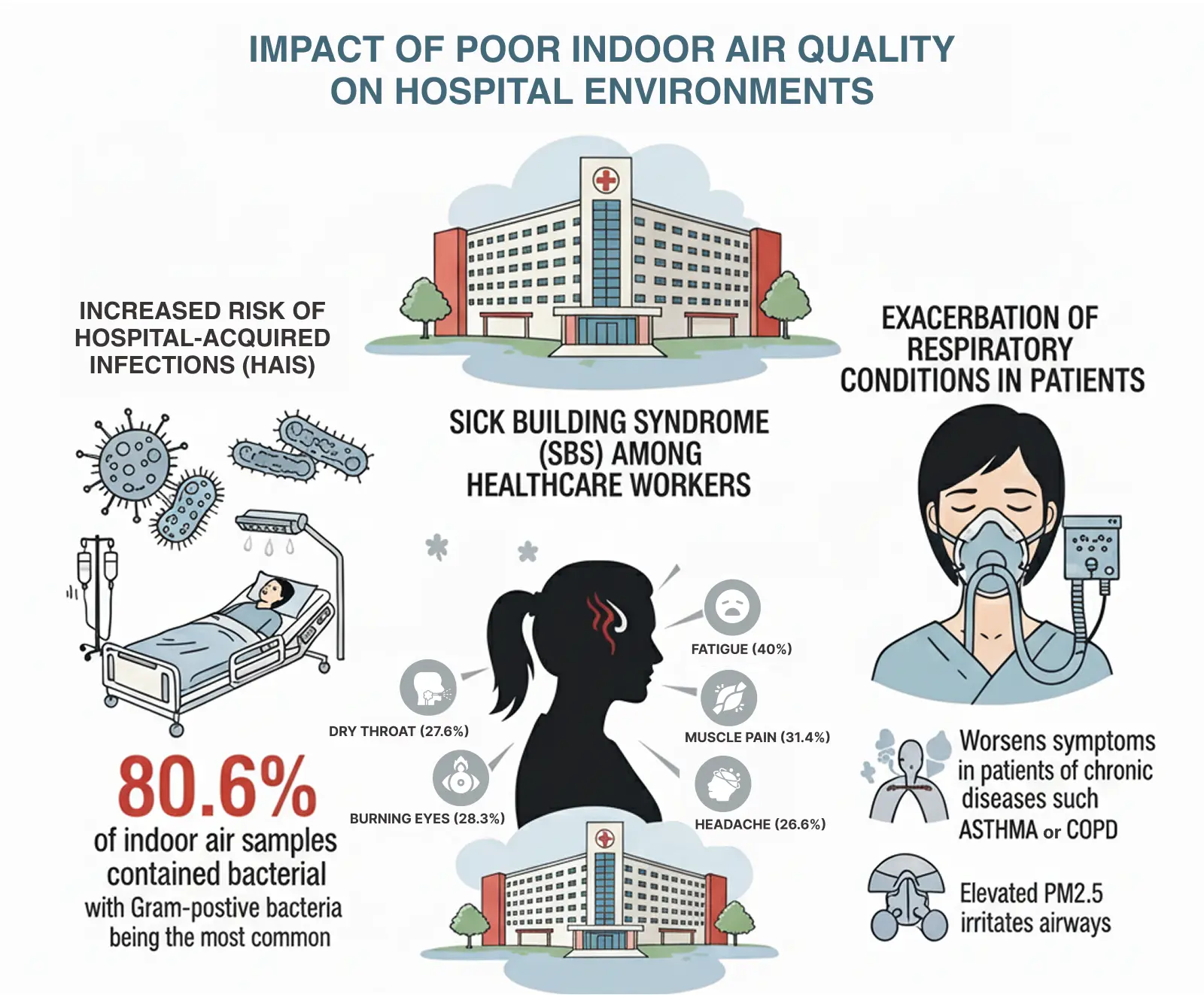 how poor indoor air quality impact on hospital environment