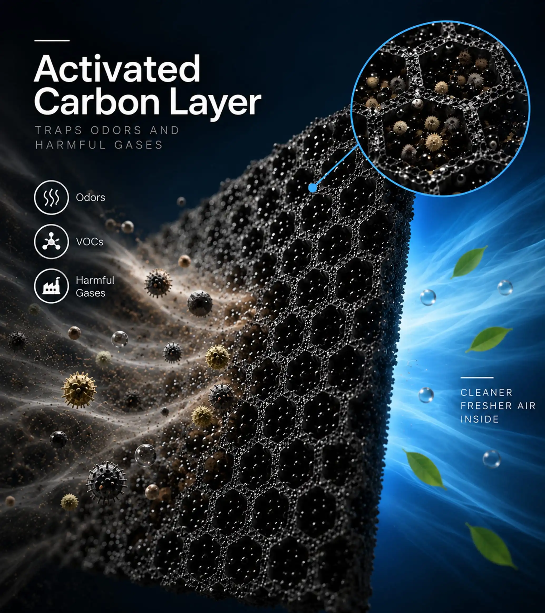 Activated Carbon in Prana Air Car Cabin Air Filter