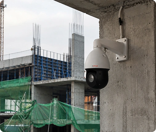 PTZ Camera showing live surveillance at a Noida / Lucknow construction site