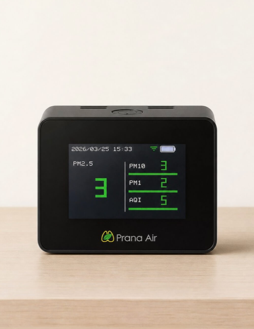 高精度 室内空気品質モニター | PM2.5, PM10, CO, CO2, O3 | Prana Air
