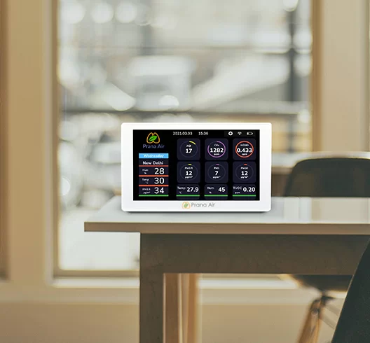 Prana Air Sensible+ air monitor on table