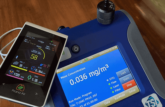 prana air sensible monitor data comparision with dusttrak