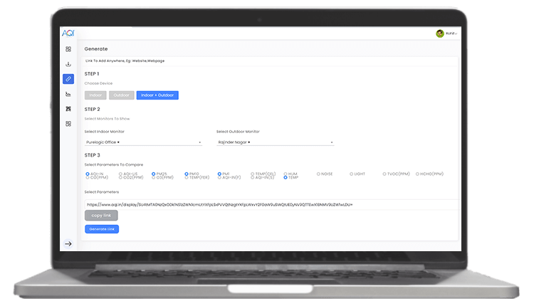 prana air monitor data download dashboard