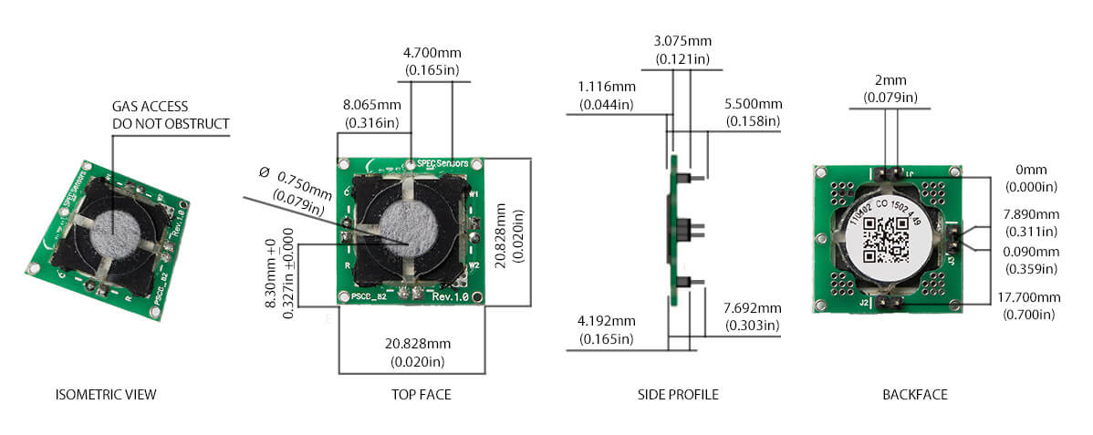 Prana Air CO Sensor Dimension