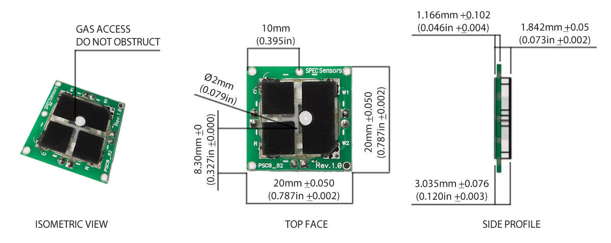 Prana Air O3 Ozone Sensor Dimension