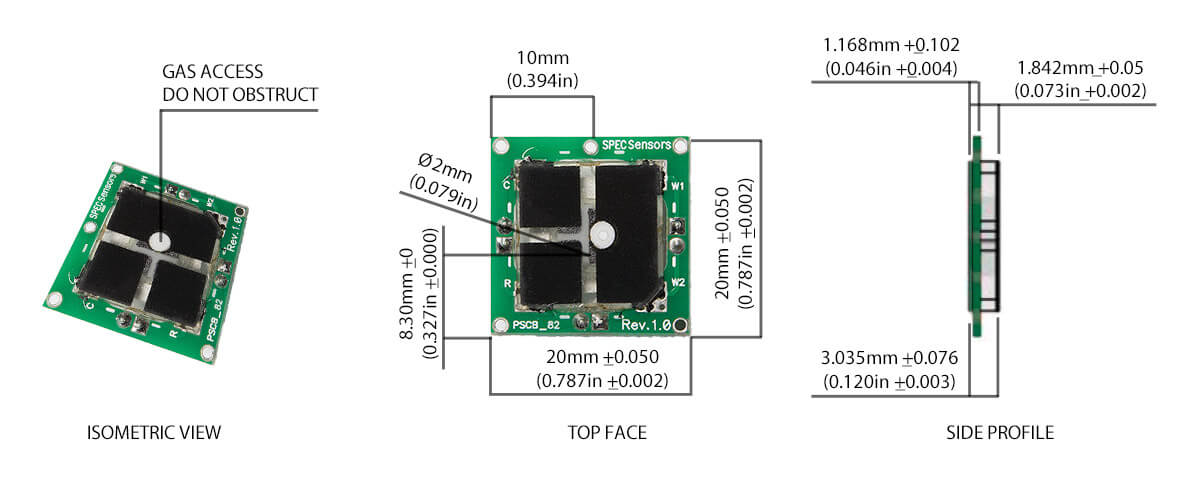 Prana Air SO2 Sensor Dimension