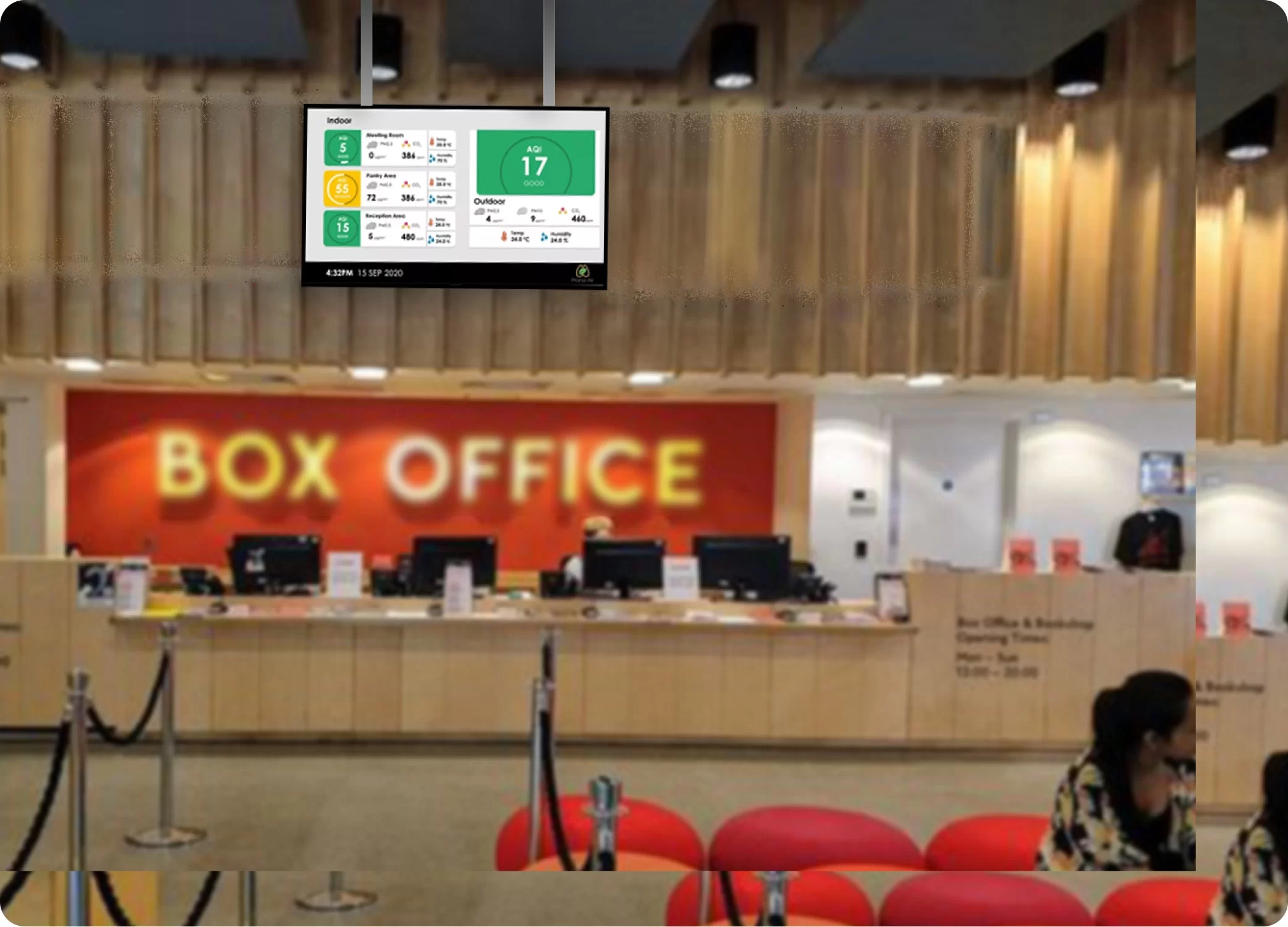 aqi tv app dashboard for cinema hall or theatre