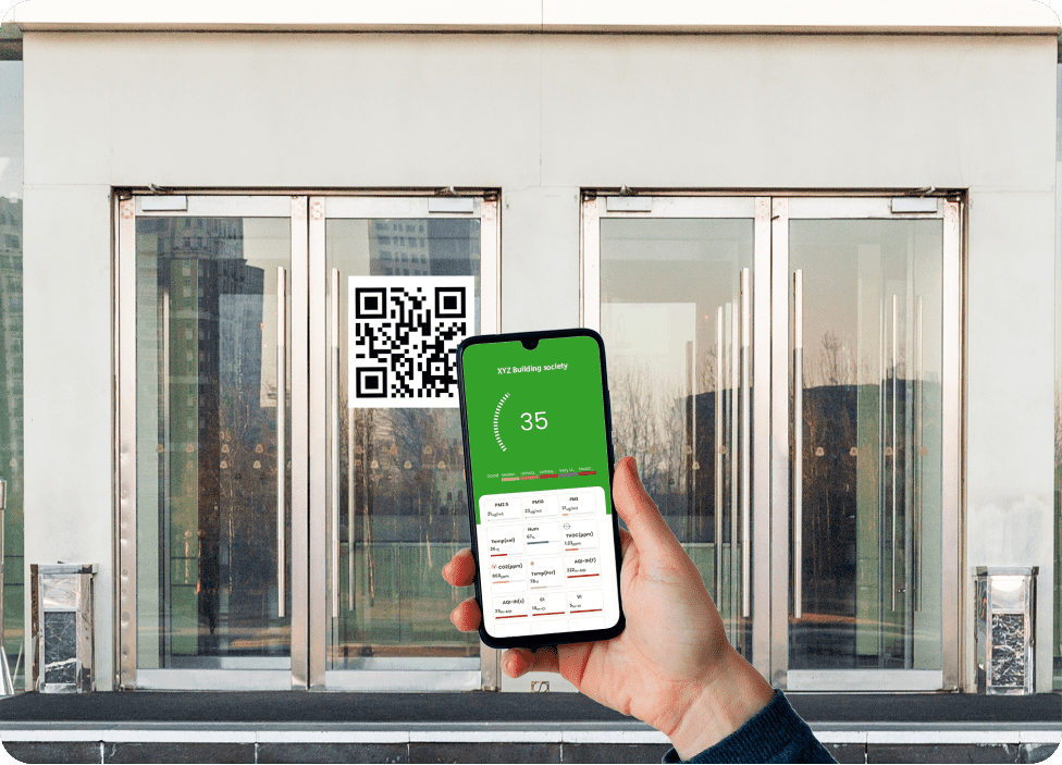 aqi monitor data qr code scan for real estates