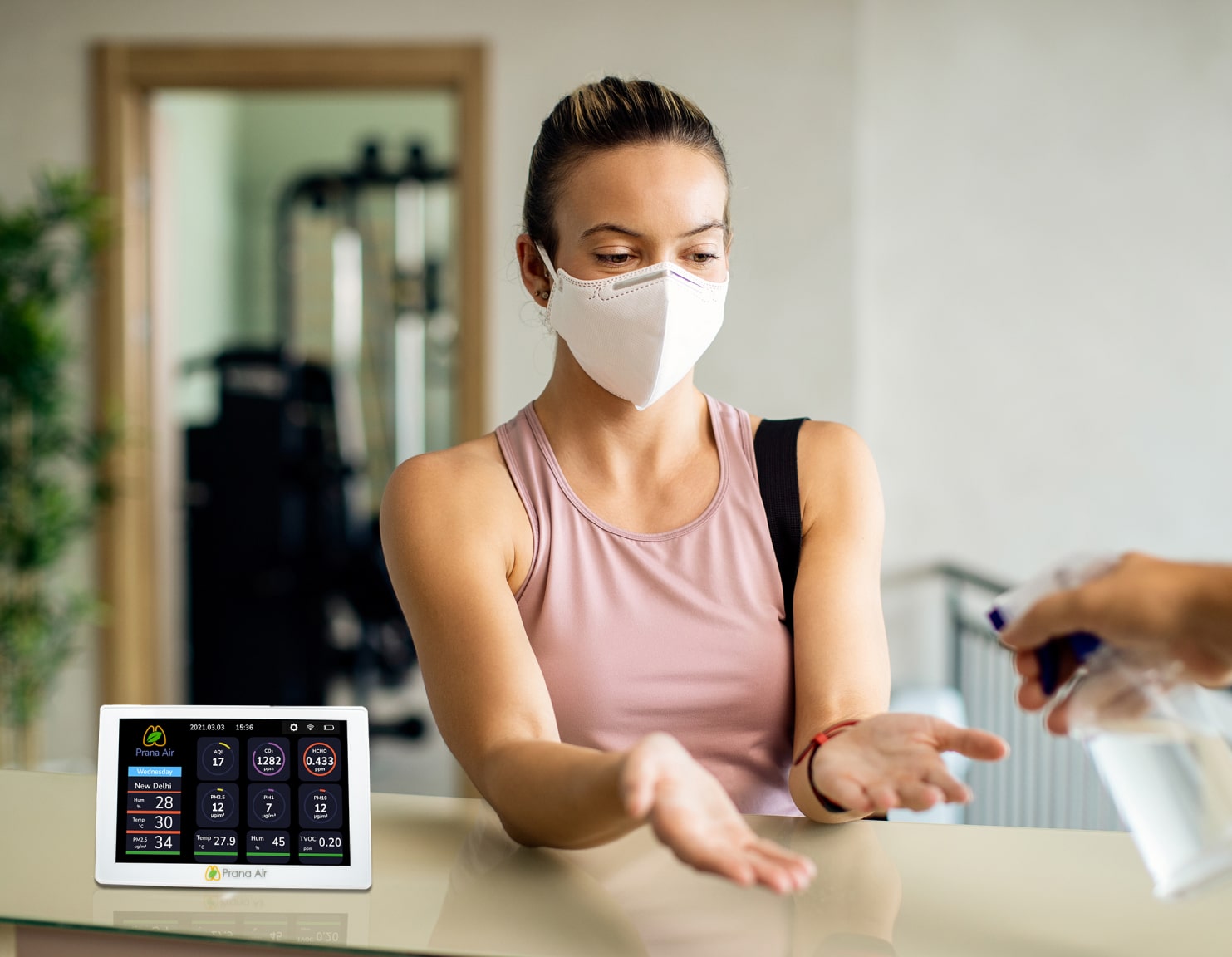 prana air sensible+ air quality monitor for fitness center like gym