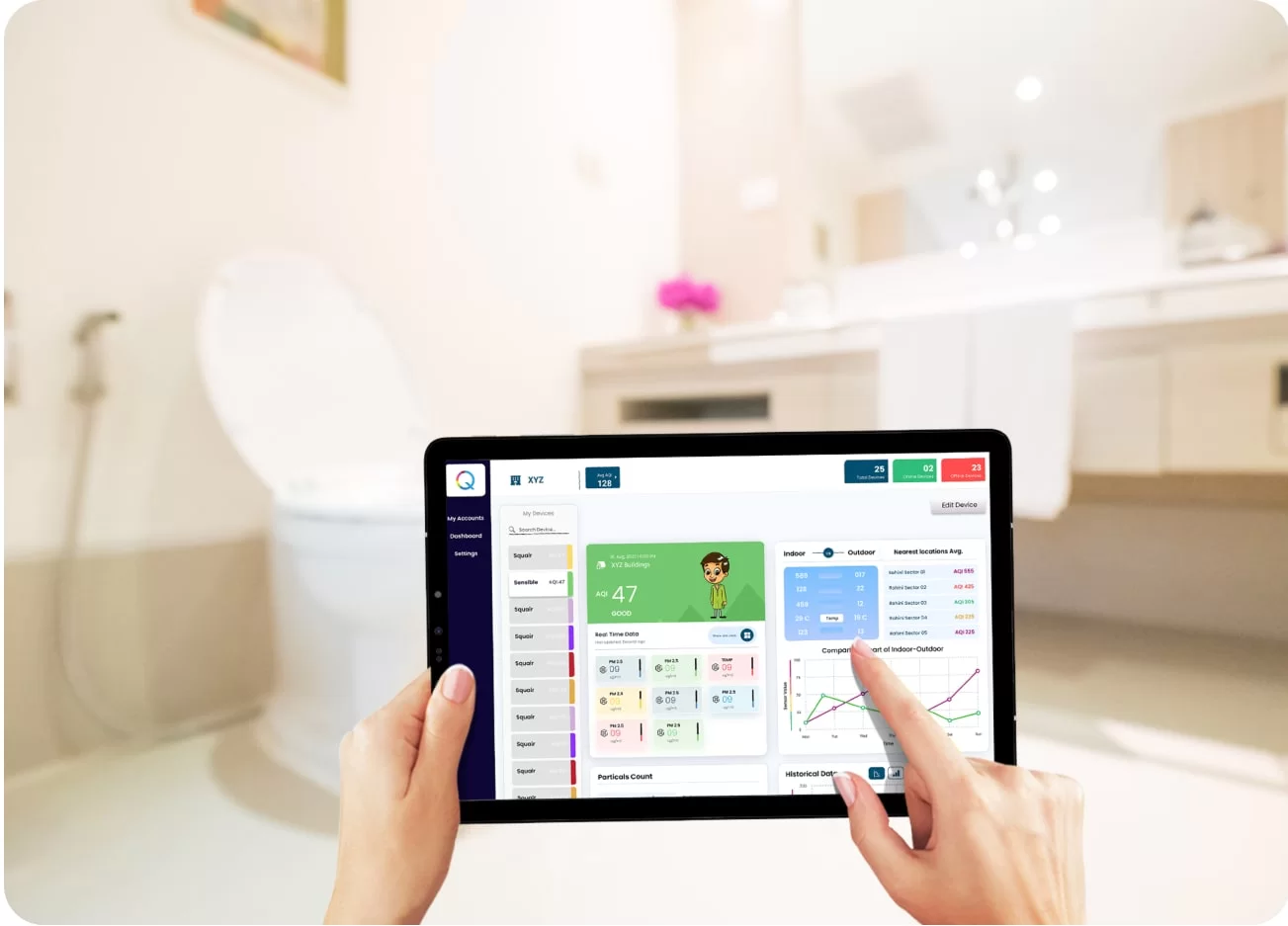 aqi web or table app for bathroom