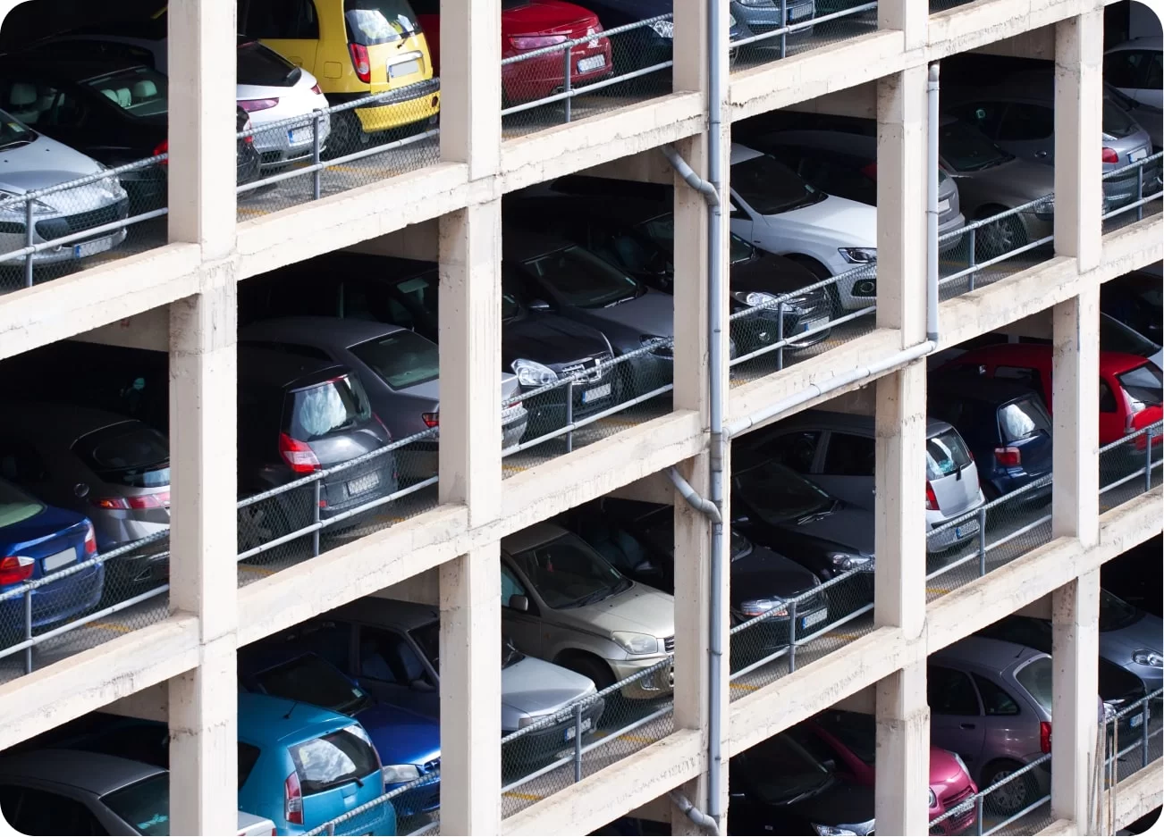 Air pollution buildup on car parking multistorey floors 