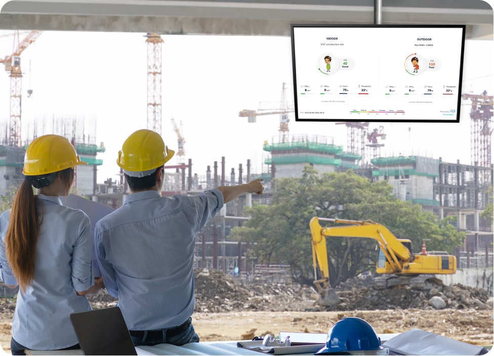 led display and android tv dashboard at construction site