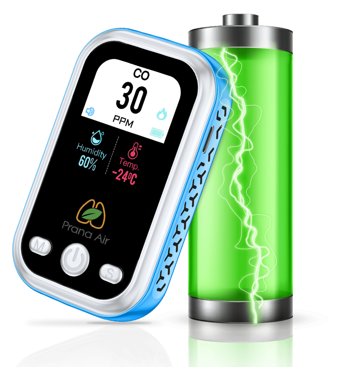 Prana Air nano co monitor long battery capacity