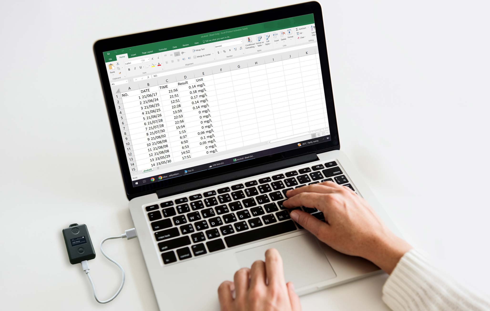 data export feature in prana air breathalyzer device