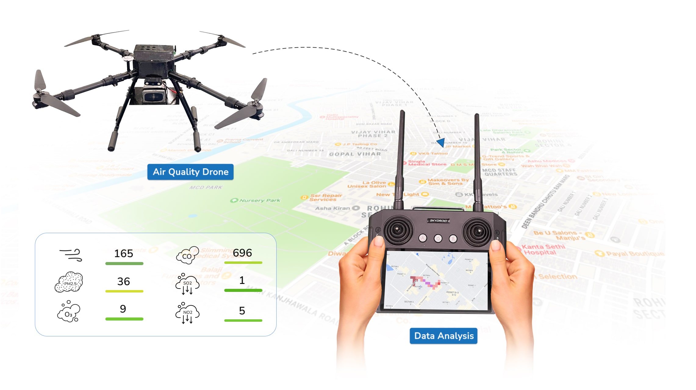 prana air quadcopter air quality drone data monitoring