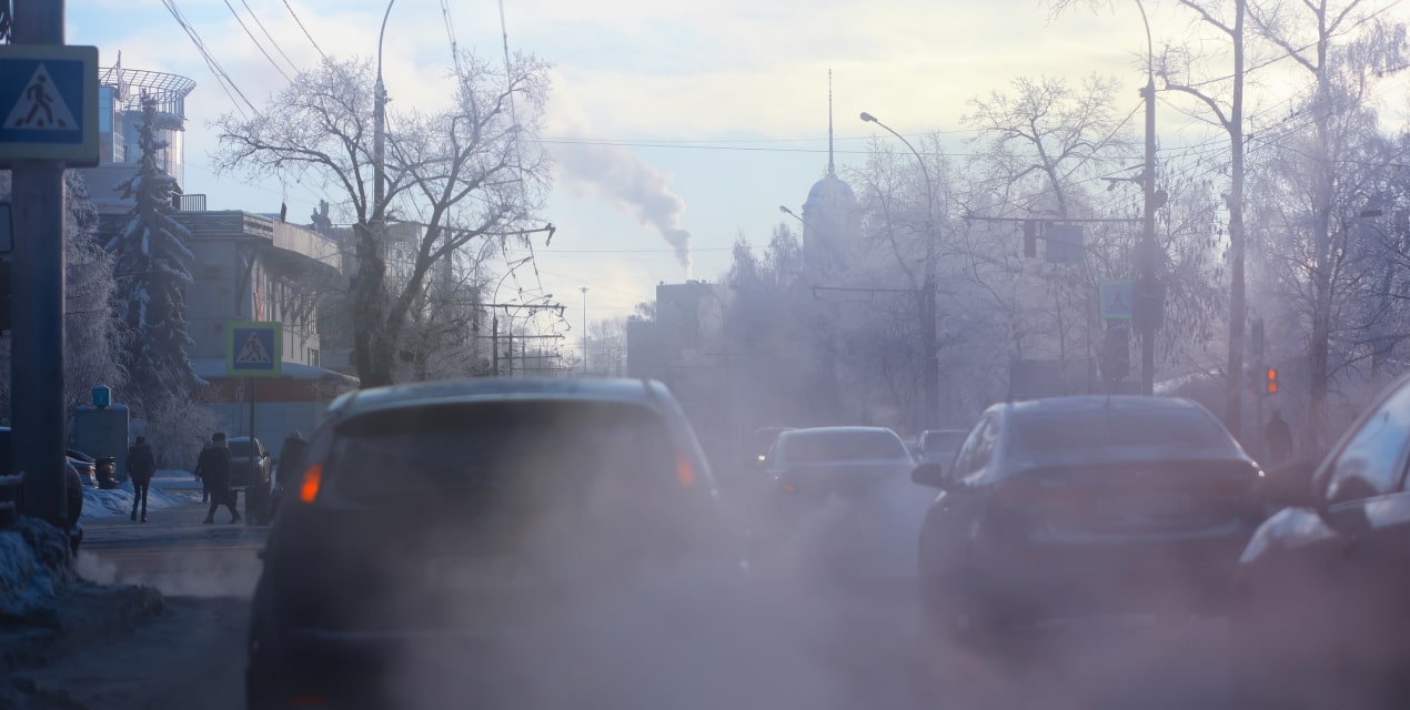 co gas from vehicle emissions in city