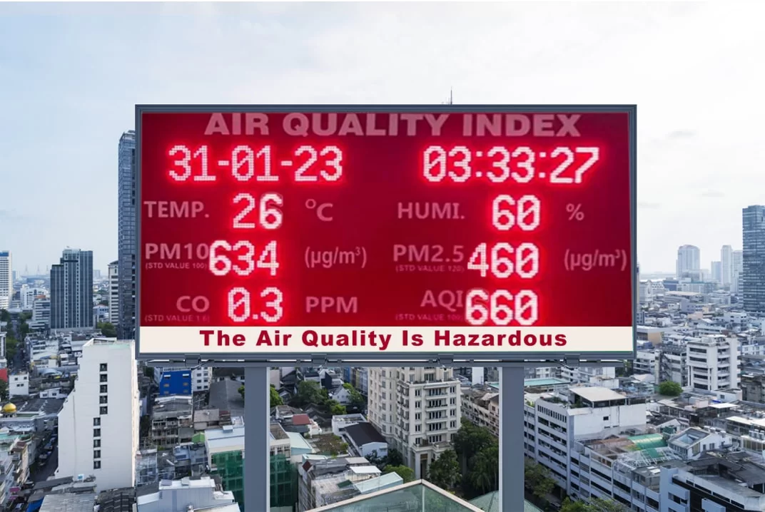 prana air smart city air pollution led display