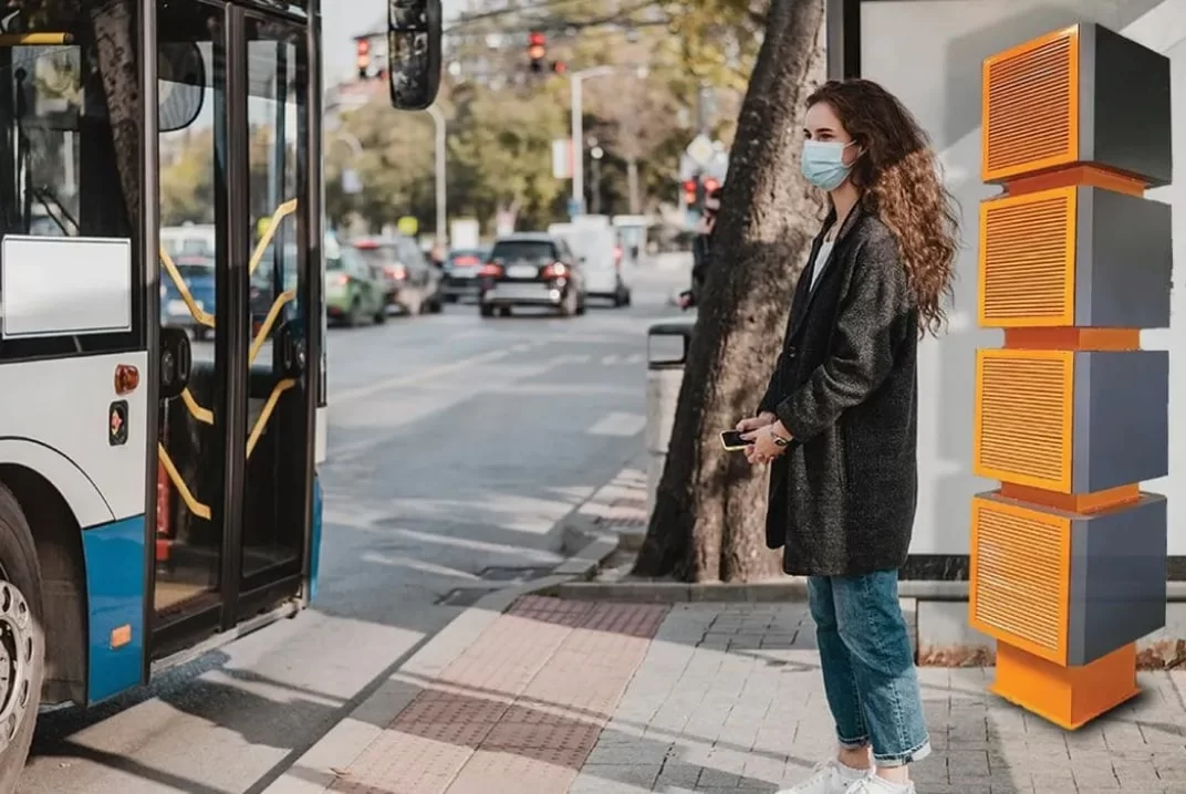 prana air smart city outdoor air purifier at bus stop