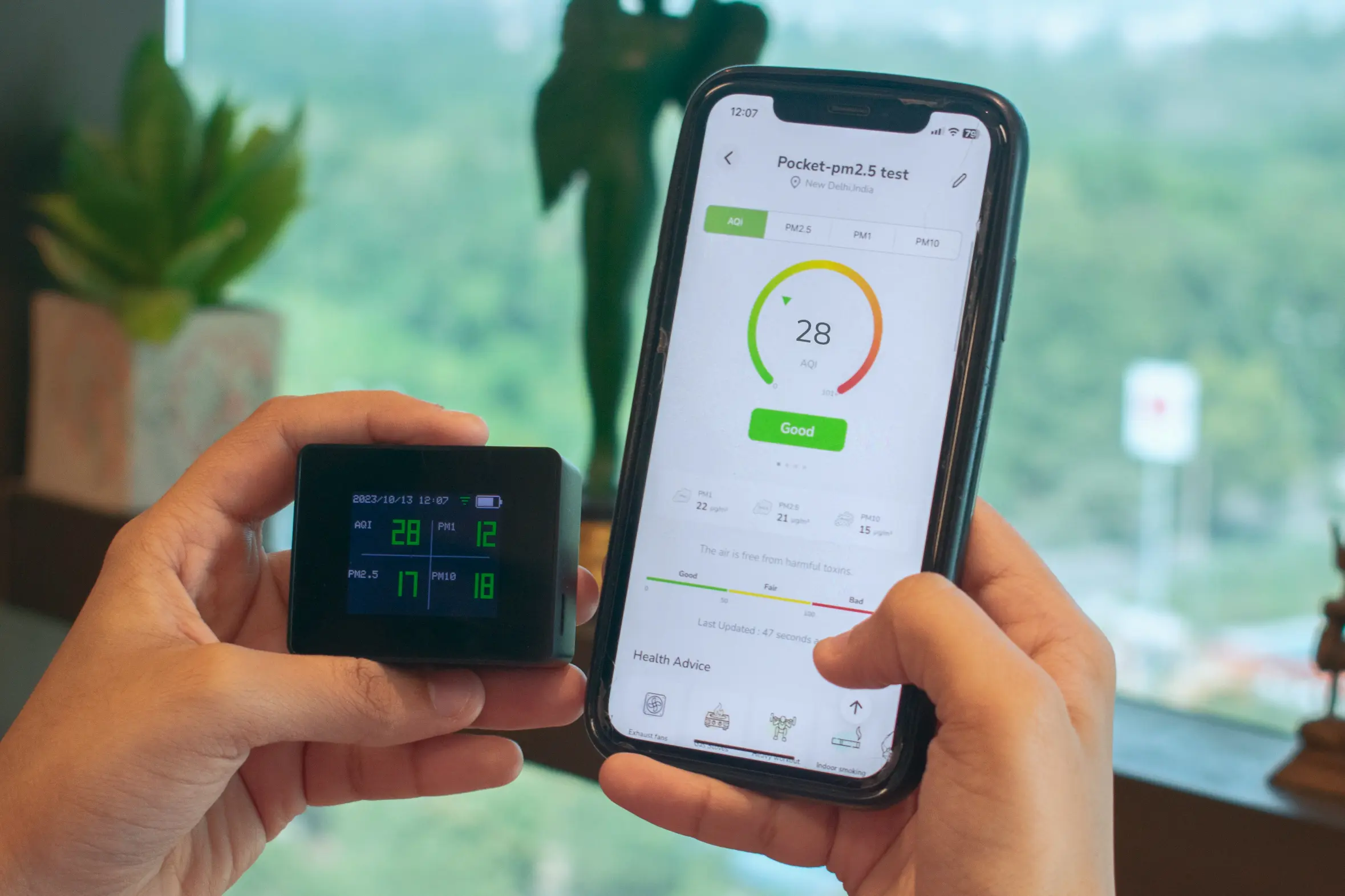 prana air pm2.5 monitor data on aqi mobile app