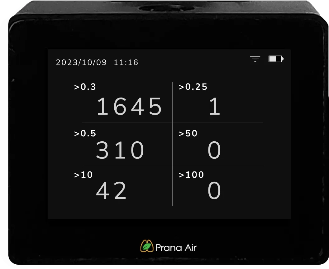 prana air pm2.5 monitor particle counts screen