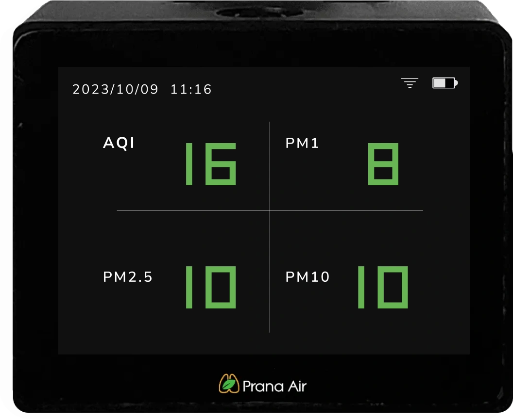 prana air pm2.5 monitor face and number screen