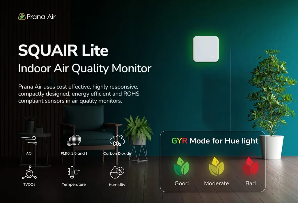 Squair lite indoor air quality monitor by Prana Air for Lycée Français International de Delhi