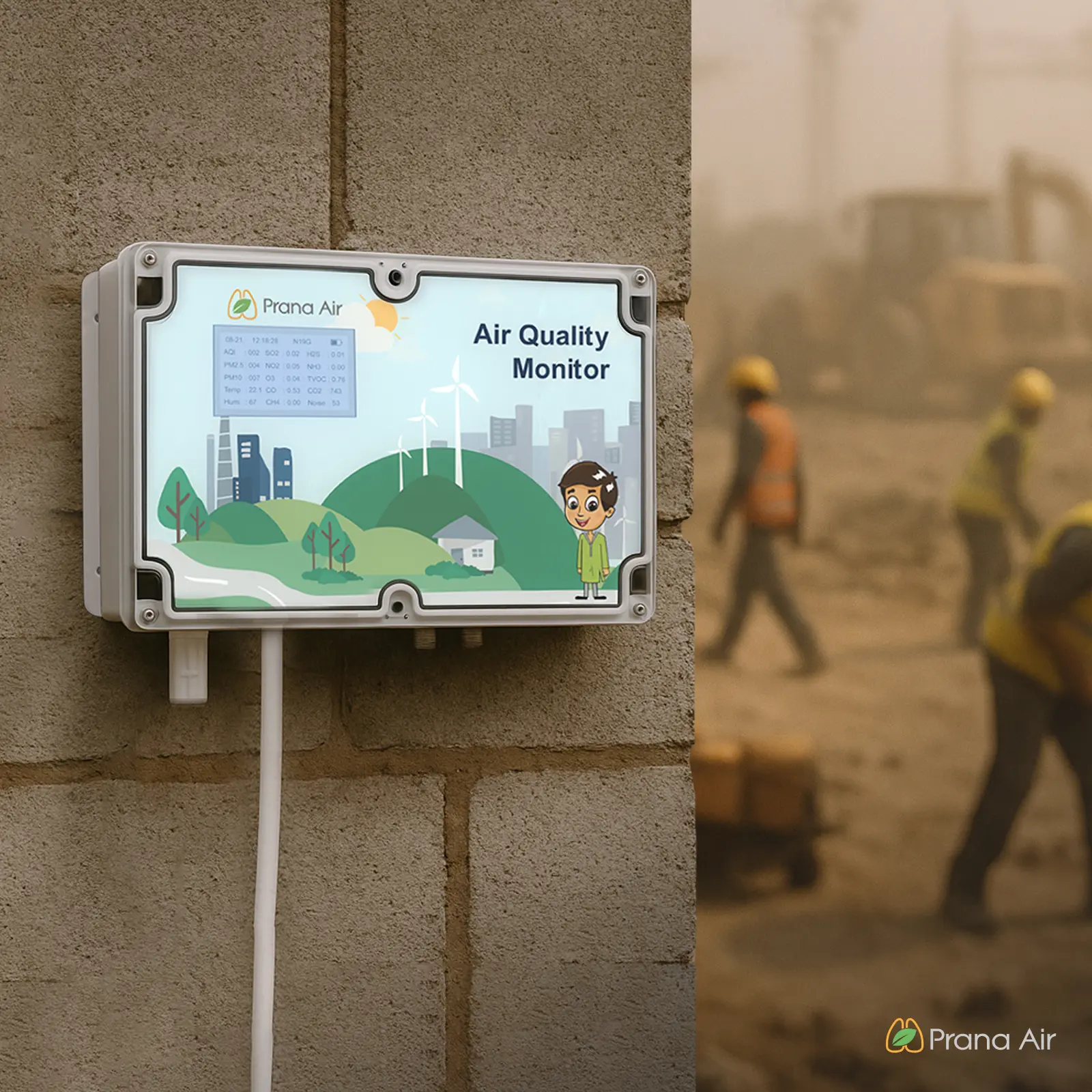 ambient air quality monitor at a construction site