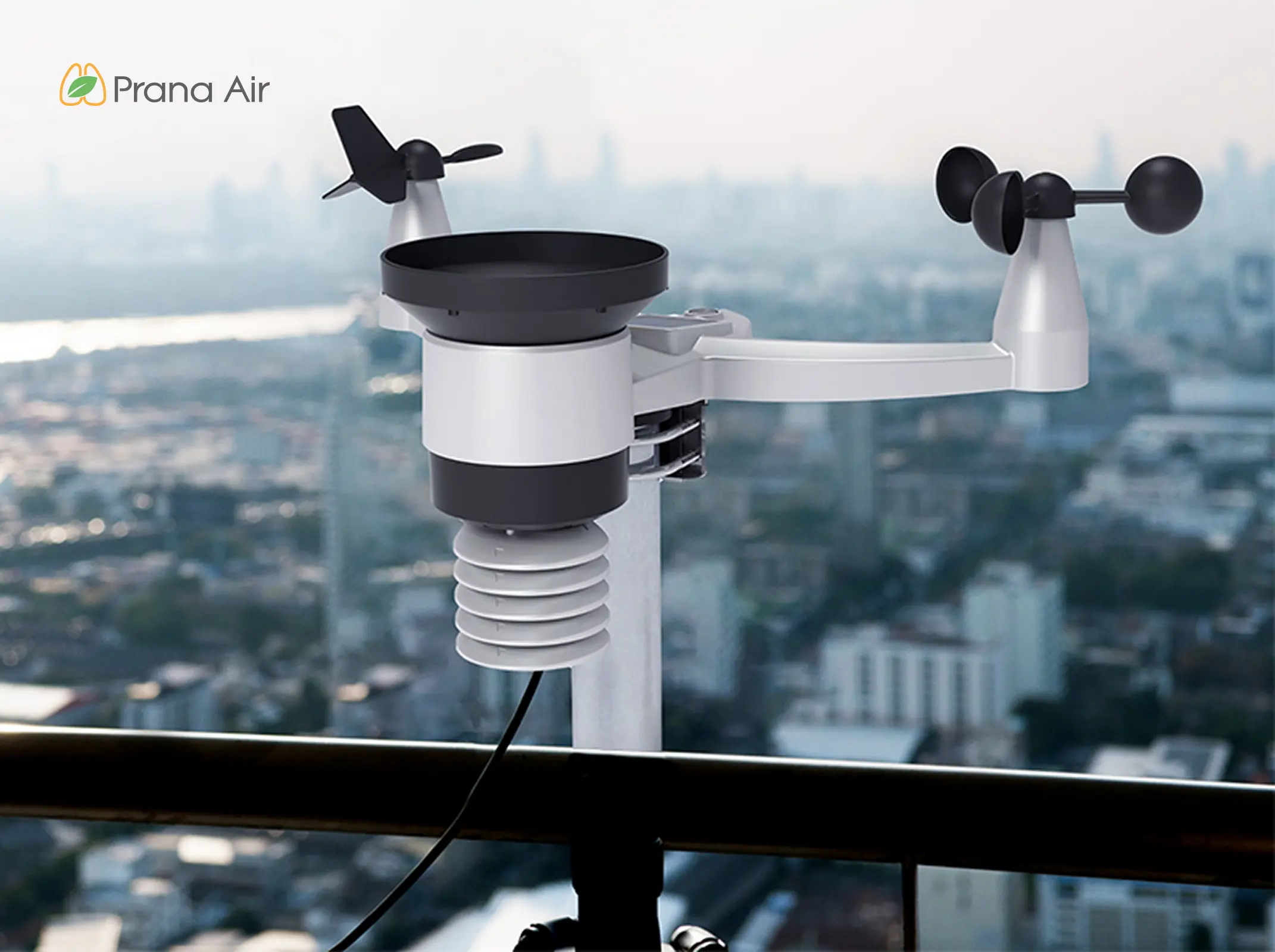 Weather station installed on a building's roof