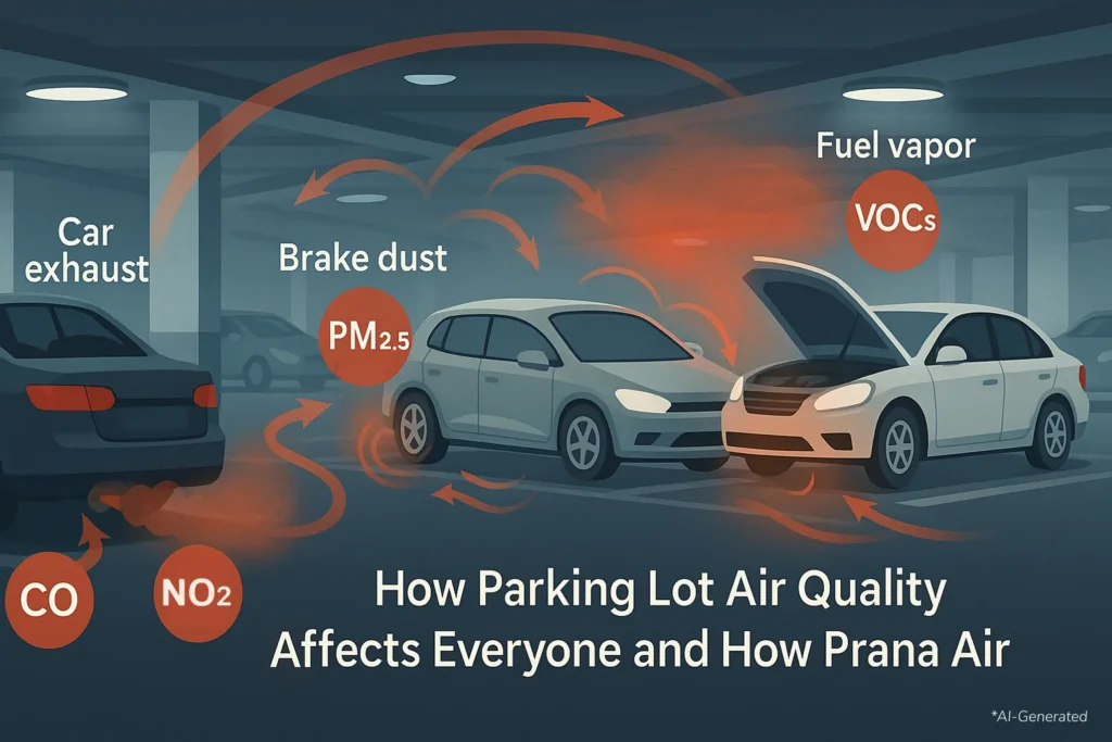 different pollutants inside the parking lot that affect